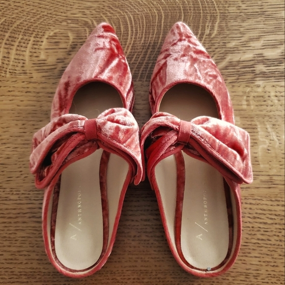 Anthropologie Livia Velvet Bow Flats- terra cotta - Picture 6 of 11